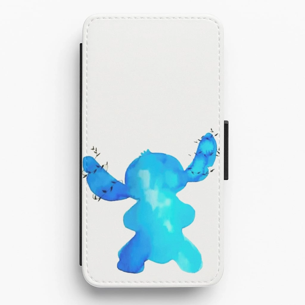 Watercolour Blue Alien Disney Flip / Wallet Phone Case Glossy Texture