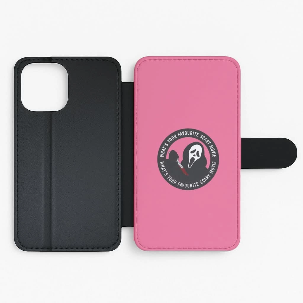 Ergonomic Feel What's Your Favourite Scary Movie Badge Flip / Wallet Phone Case