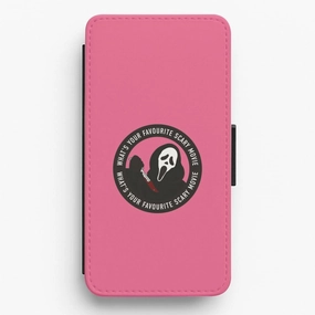 What's Your Favourite Scary Movie Badge Flip / Wallet Phone Case Hybrid Texture