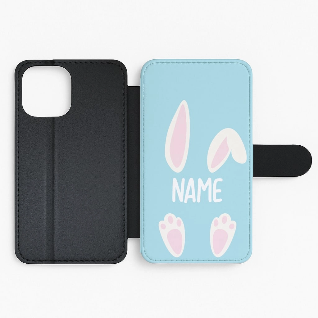 White Bunny Personalised Flip / Wallet Phone Case Soft Pattern Layer