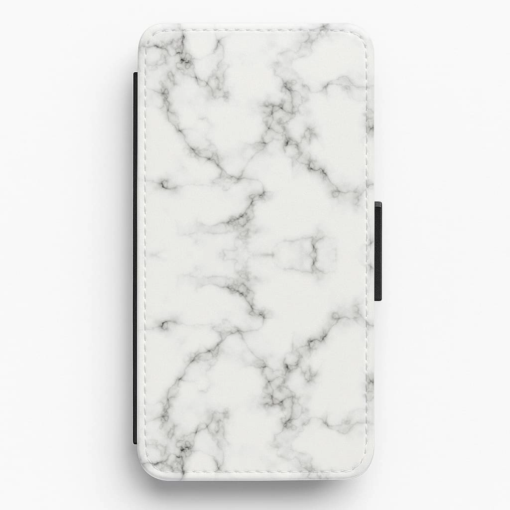 White Marbled  Flip / Wallet Phone Case High-End Detail