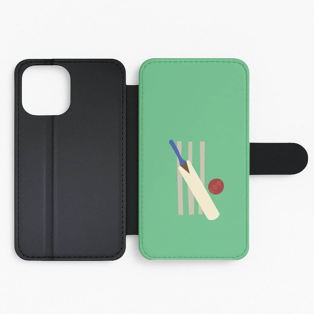 Wickets - Cricket Flip / Wallet Phone Case Slim Profiled