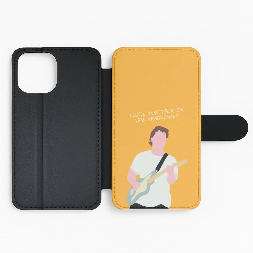 Will We Talk In The Morning Yellow Flip / Wallet Phone Case Rugged Frame Design