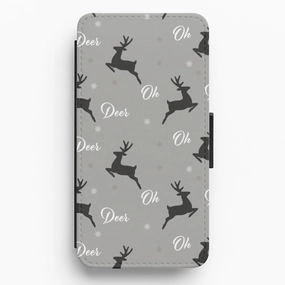 Oh Deer Christmas Pattern Flip / Wallet Phone Case Luxury Pattern Soft coating