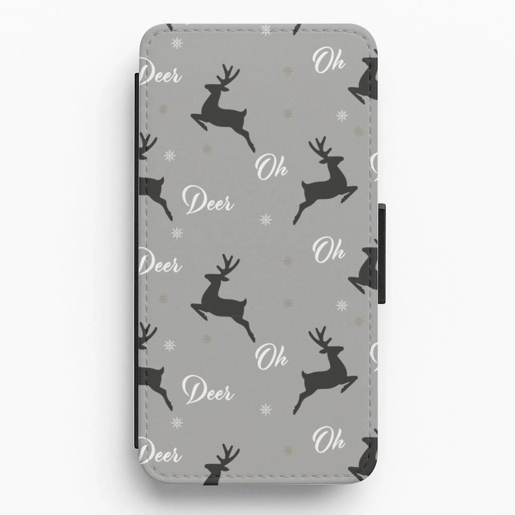 Oh Deer Christmas Pattern Flip / Wallet Phone Case Luxury Pattern Soft coating