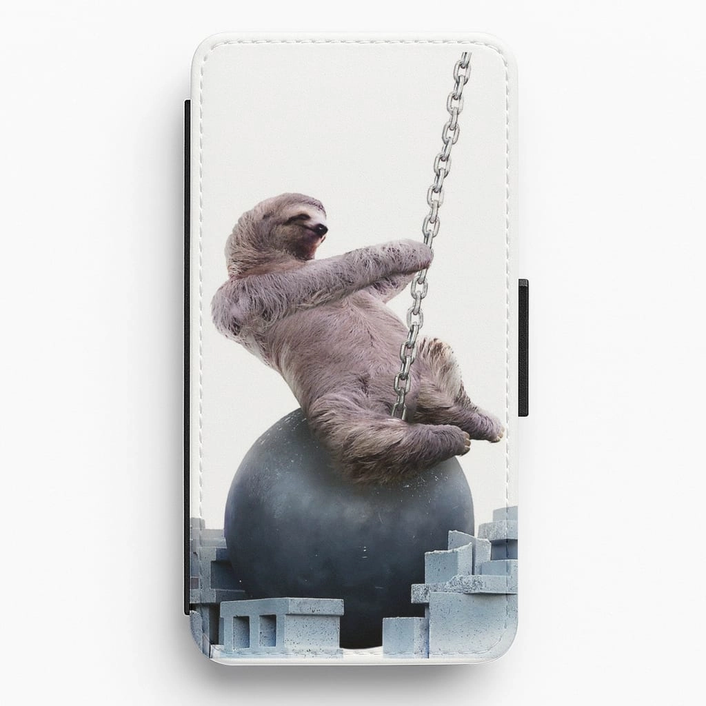 Elegant Finish Design Colorful Pattern Wrecking Ball Sloth Flip Wallet Phone Case
