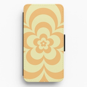 Yellow Abstract Flower Pattern  Flip / Wallet Phone Case Magnetic Mount Compatible Long Lasting