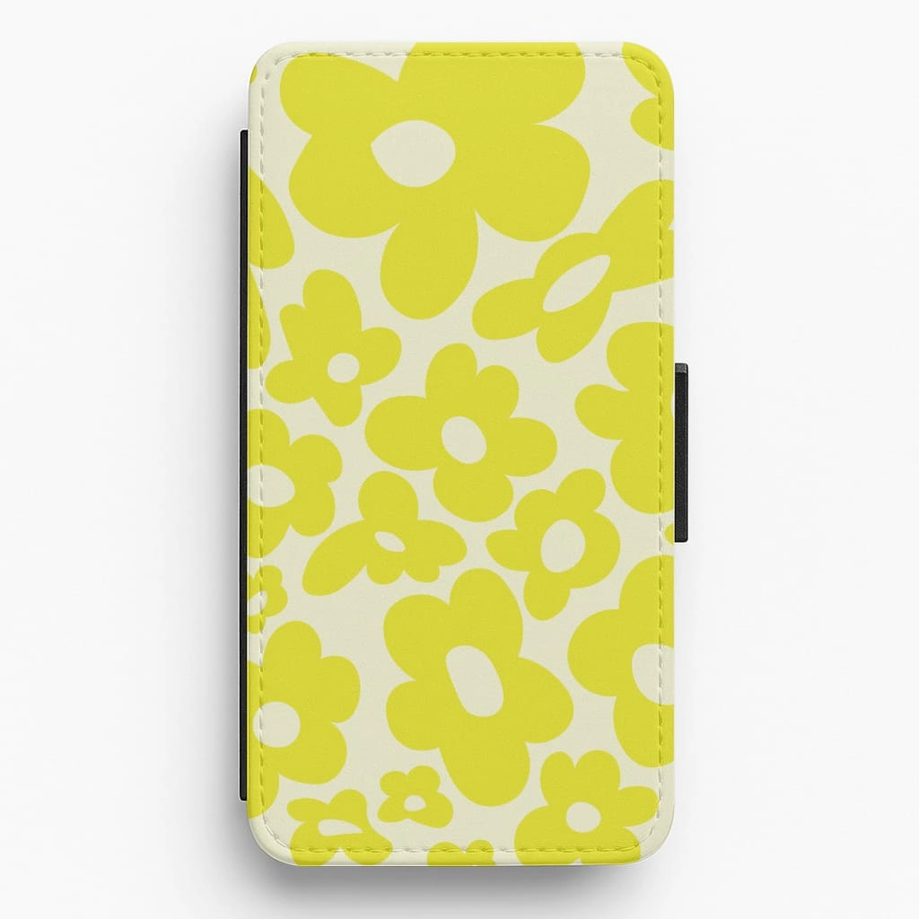 Light Shield Yellow Flowers - Trippy Patterns Flip / Wallet Phone Case