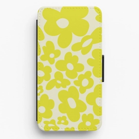 Light Shield Yellow Flowers - Trippy Patterns Flip / Wallet Phone Case
