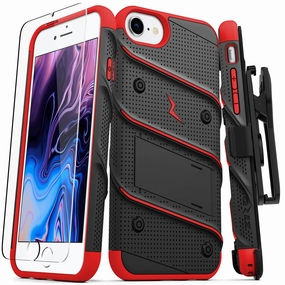 Sleek Guard ZIZO BOLT Series Case for iPhone SE (3rd and 2nd gen)/8/7 - Black & Red