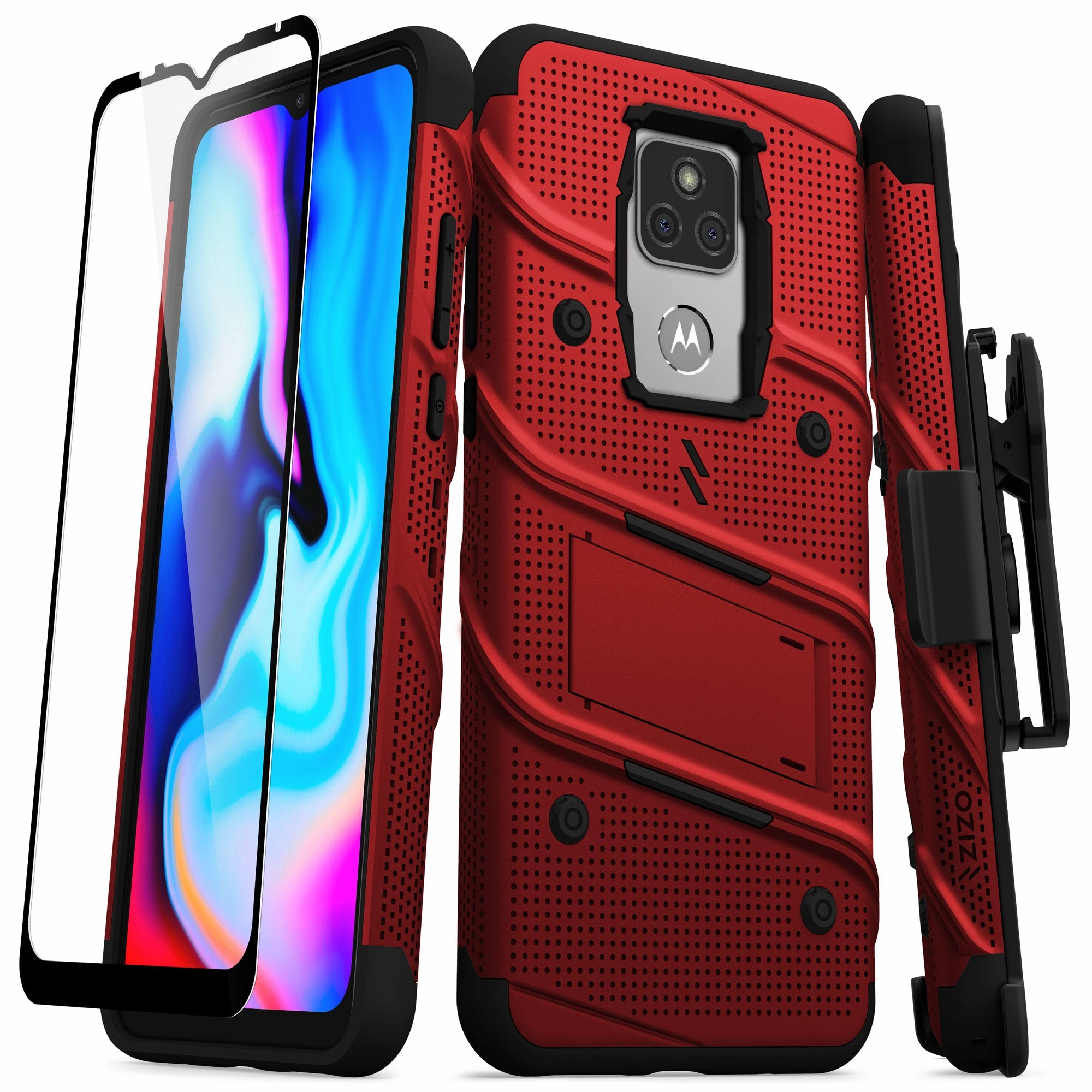 Fashion Choice ZIZO BOLT Series Moto G Play (2021) Case - Red & Black