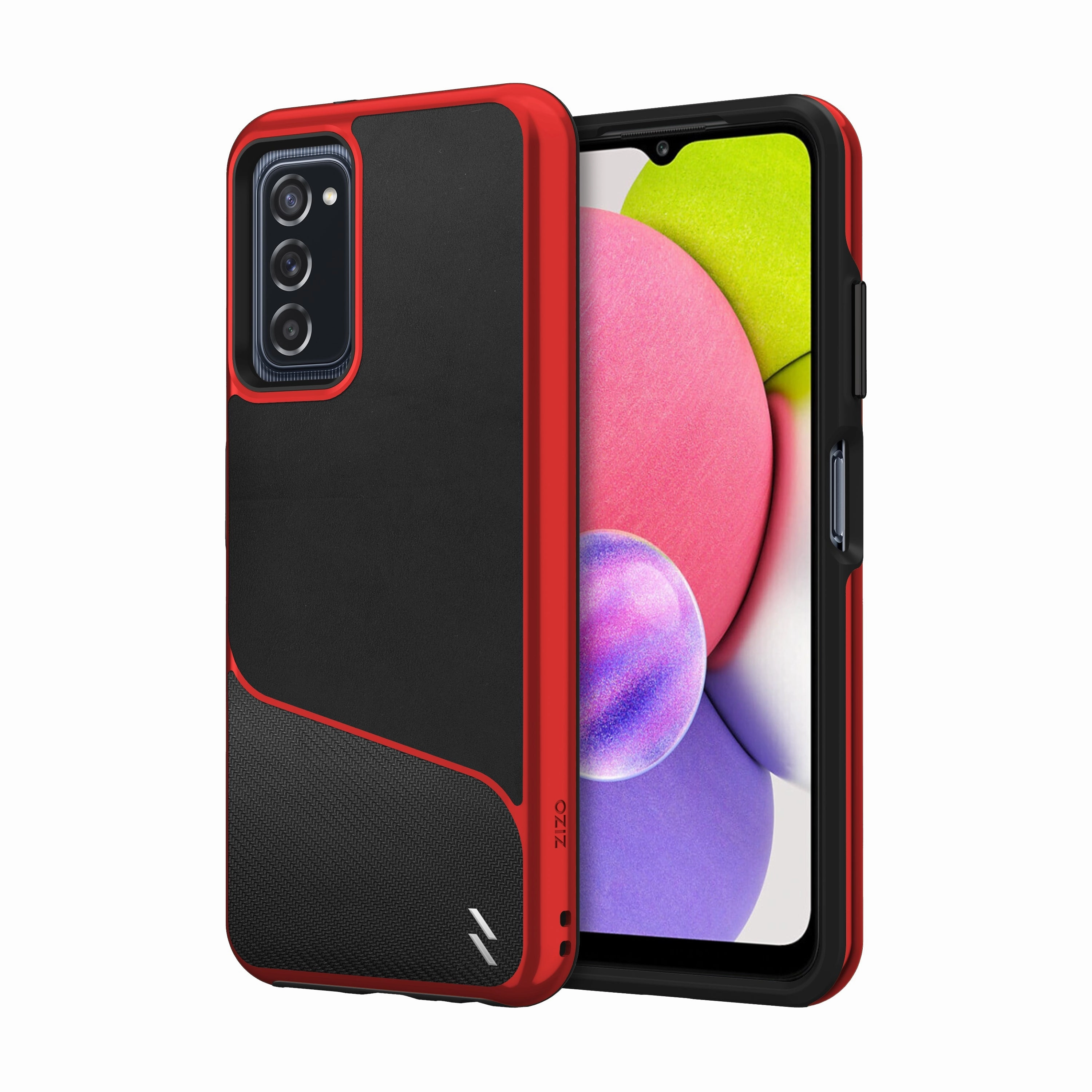 Anti Slip Minimal Style ZIZO DIVISION Series Galaxy A03s Case - Black & Red