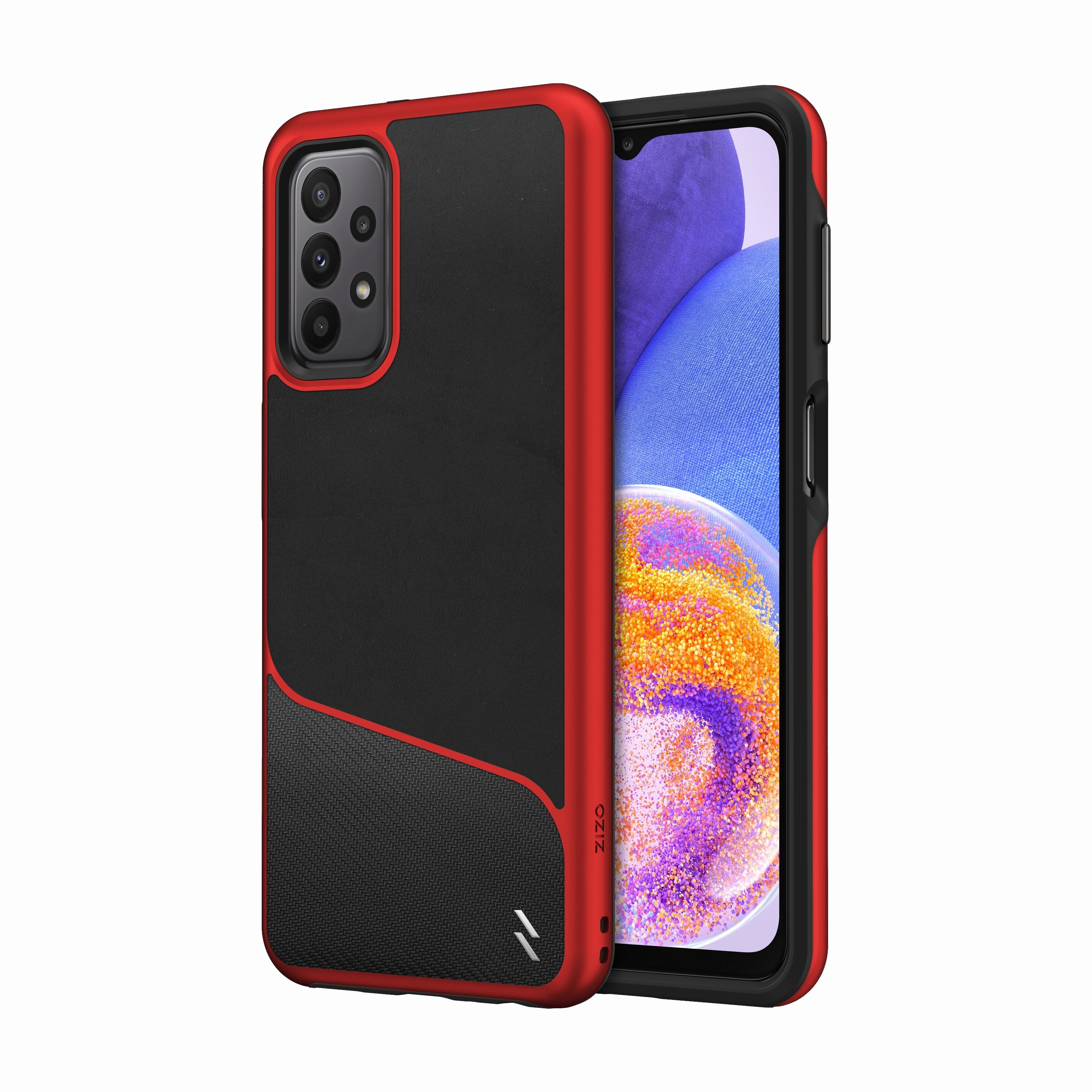 Sleek Detail Durable Surface Design ZIZO DIVISION Series Galaxy A23 5G Case - Black & Red