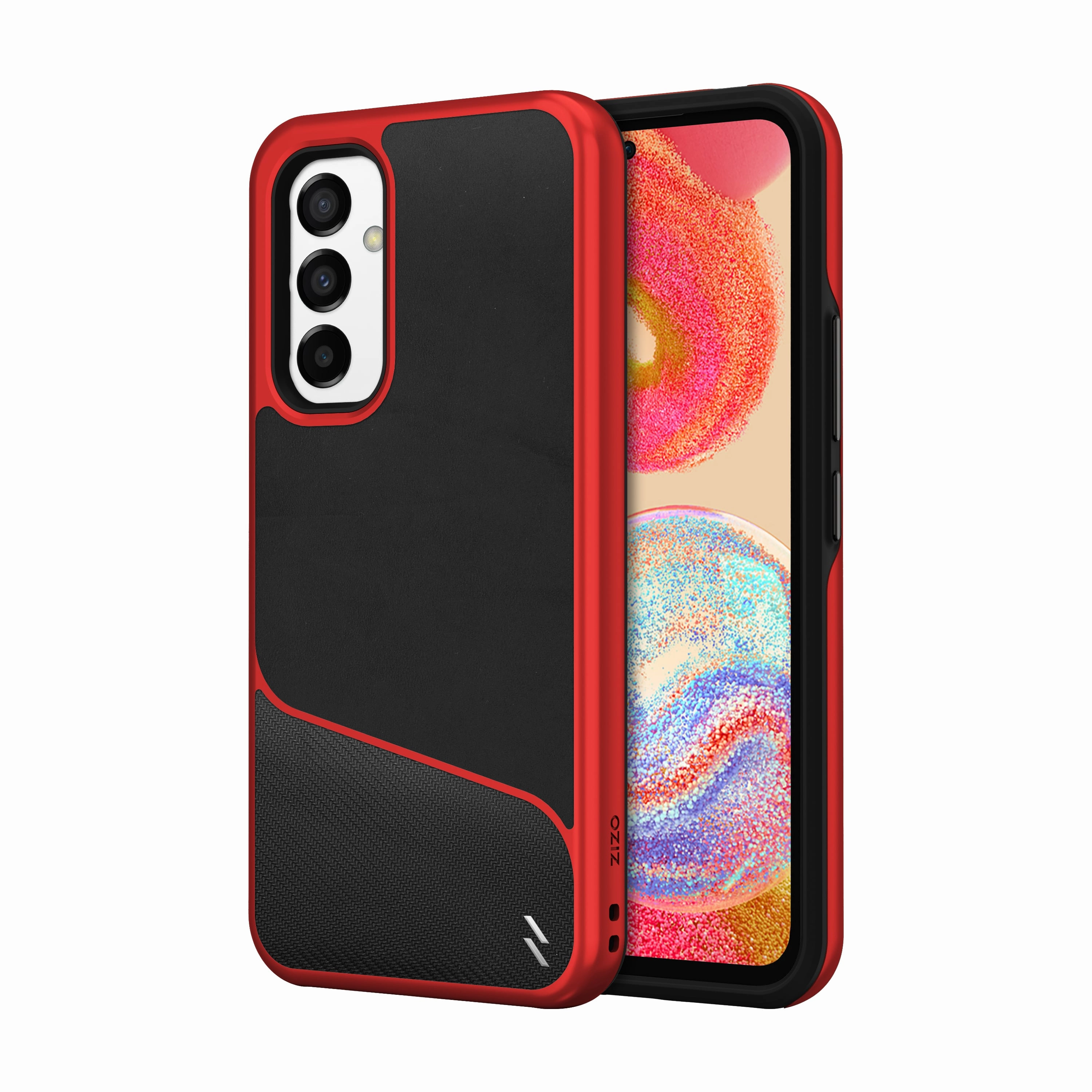 ZIZO DIVISION Series Galaxy A54 Case - Black & Red Simple Look Rugged Texture Design
