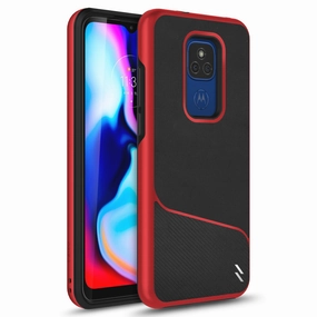 Stylish Layer Texture Marble finish ZIZO DIVISION Series Moto G Play (2021) Case - Black & Red