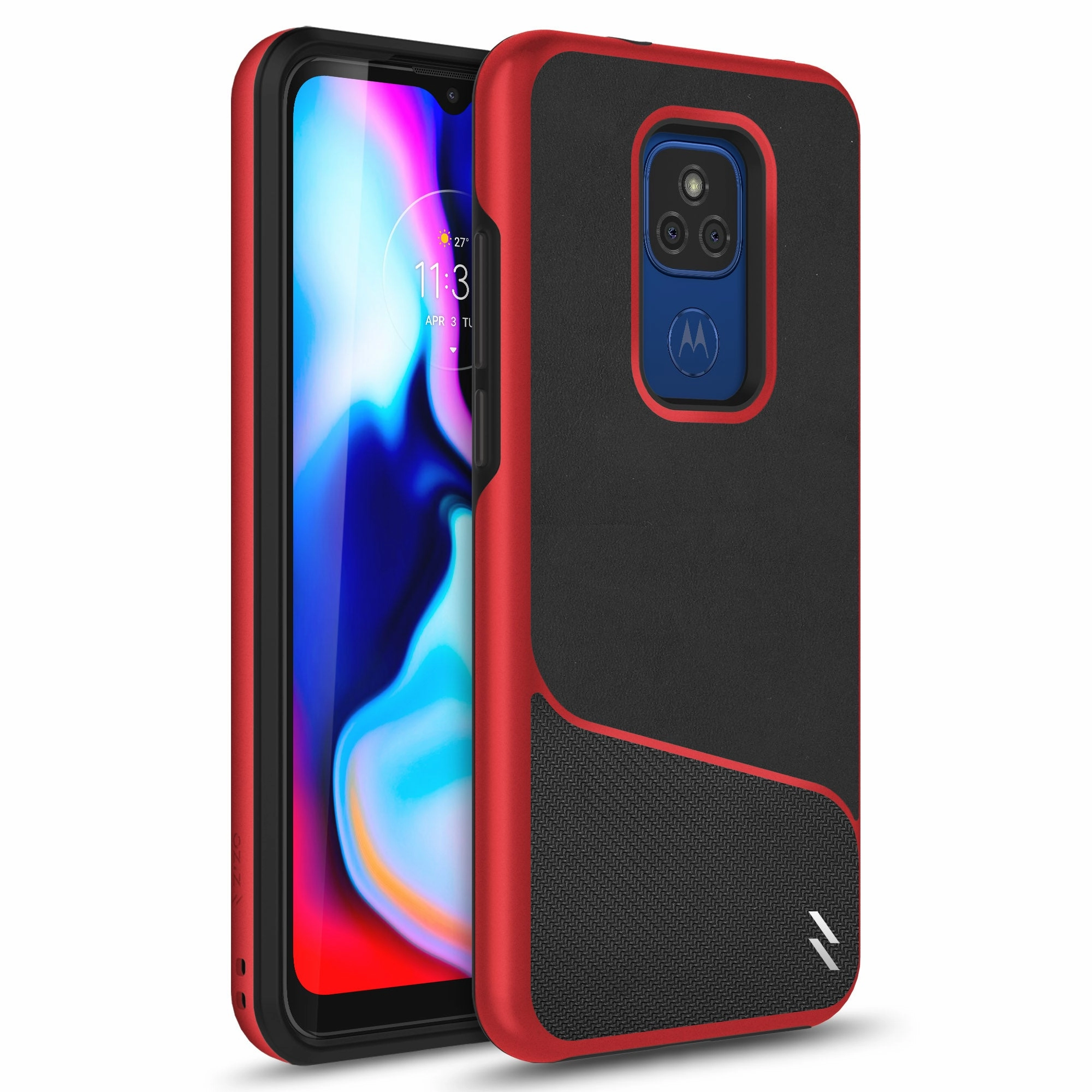 Stylish Layer Texture Marble finish ZIZO DIVISION Series Moto G Play (2021) Case - Black & Red