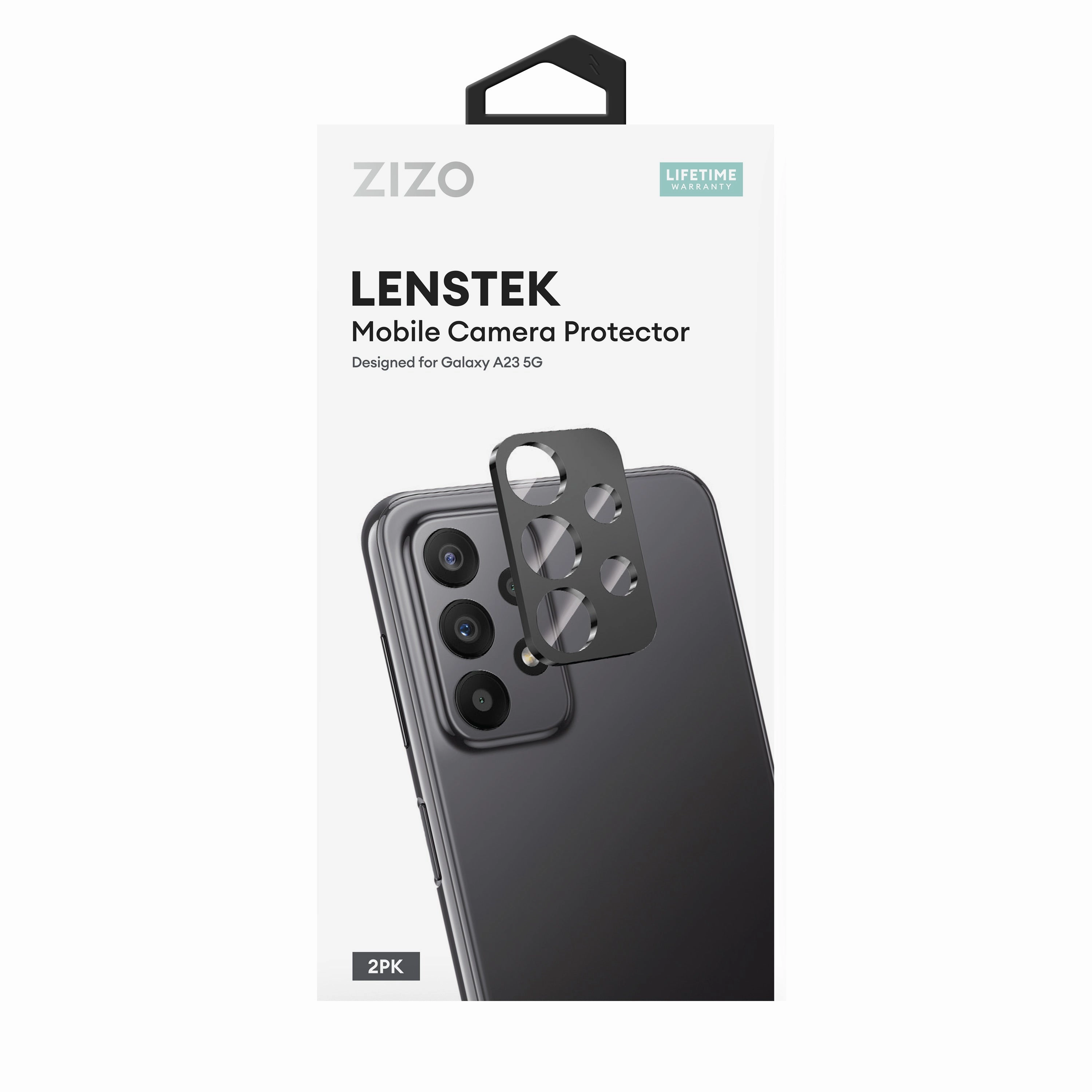 Elegant Texture Layer Wireless charging ZIZO LensTek Galaxy A23 5G Camera Lens Protector (2 Pack) - Black